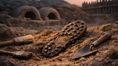 Hallan bajo un parque infantil una caliga romana con clavos intactos