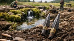 Hallan en Dinamarca dos lanzas de hierro con oro que reescriben la historia del norte de Europa