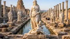 Hallan 5 estatuas romanas en Perge y una Afrodita de casi 2 metros roba la atención