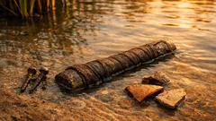 Hallan espada vikinga de 1,100 años en un río y conserva restos de cuero