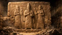 Hallan en Nínive un relieve asirio único con Asurbanipal junto a dioses mayores