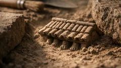 Descubren una urna funeraria de 2,600 años con forma de casa y nueve patas