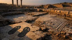 Hallan mosaico romano con sandalias que parecen chanclas en la Villa Romana del Casale