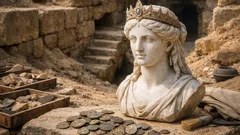 Hallan 337 monedas y una figura real en Taposiris Magna y revive el misterio de Cleopatra