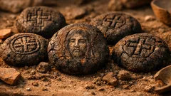 Descubren 5 panes de 1,300 años con la imagen de Cristo en una antigua ciudad bizantina