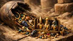 Descubren en Karnak un tesoro con joyas, amuletos y un raro tríptico egipcio