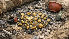 Descubren tumba romana con 22 piezas de oro y un anillo griego que intriga a arqueólogos