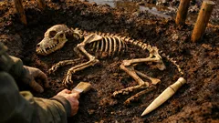 Hallan un perro neolítico de 5,000 años junto a una daga de hueso en un antiguo lago