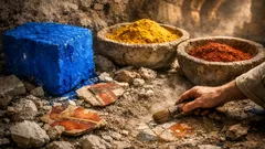 Hallan en la Domus Aurea un raro lingote de azul egipcio y dos piletas romanas